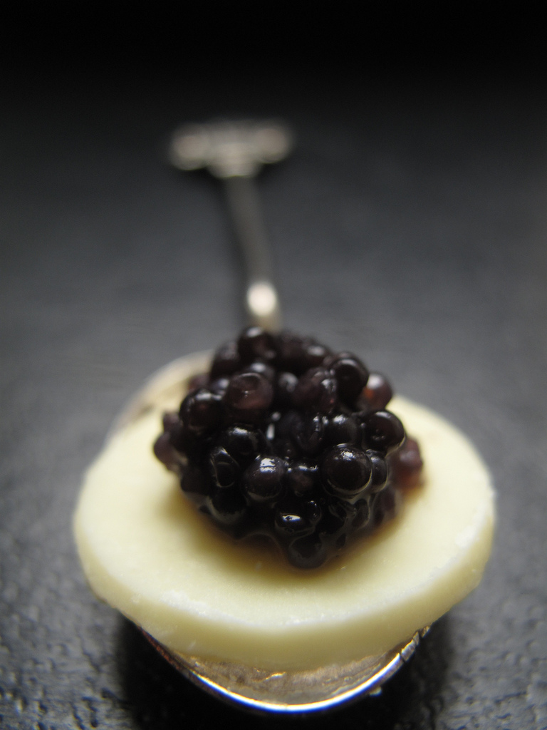 Chocolate Champagne and Caviar - Sparkling Berry Cocktail, Blini's, Chocolate Timbale, Berry Compote, Almond Bread